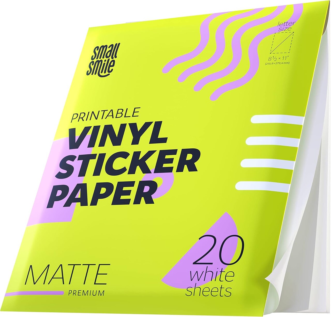 20 White Matte Premium Printable Vinyl Sticker Paper for Inkjet Printer and Laser -